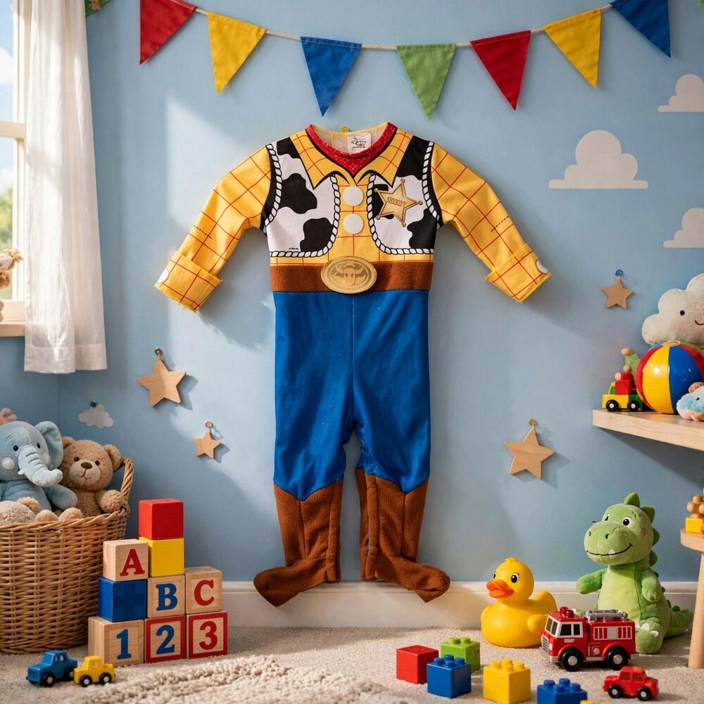 Disney Pixar Toy Story Woody  Costume 12 18M Baby Sheriff Jumpsuit Halloween